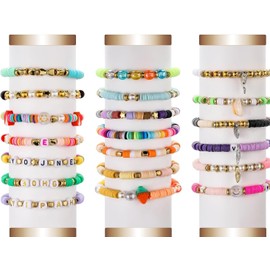 6000 Piece Polymer Clay Beads Bracelet Kit in 24 Vibrant Colors with Letter Beads Smiley face Beads and Charms Kit, Gifts for Teen Girls Ages 6-12