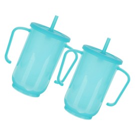 VICASKY 2pcs Elderly Spill Cups with Handles and Straws Bedridden Patient Water Cups for Adults Leak Sippy Portable and Easy to Use Drinking
