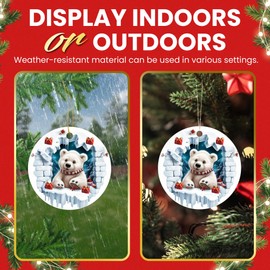 3D Break Through Polar Bear Christmas Ornament - Christmas Oranment - Xmas Tree Decoration - Fun 2023 Christmas Ornament - 3" Round PVC Ornament - Printed in USA AAO184