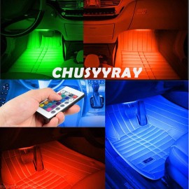 SYJIIP 4x LED RGB Under Car Tube Glow Underglow Underbody System Neon Strip Lights Kit