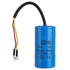 CD60 Condensador de funcionamiento 250 VCA 600 uF 50/60 Hz con cable conductor Conductor redondo para compresor de aire del motor, adecuado para el arranque de motores monofásicos con frecuencia de 50