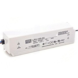 Mean Well LPV-100-24 24V 4.2A 100W LED Power Supply,24v led Driver, 90-264VAC/127-370VDC Input, IP67 Waterproof, Constant Voltage, Reliable & Durable for LED Lighting, UL/CE Certified