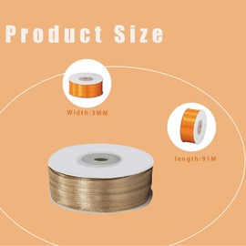 Satin Ribbon Champagne 3 mm Wide Gift Ribbon Satin, 91 m Satin Ribbons Champagne Thick Ribbon Decorative Ribbon Silk Ribbon Gift Wrapping Fabric Ribbon Gift Ribbons for Decorating Crafts Dress Wedding