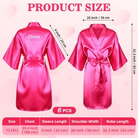 30 Pcs Kids Spa Party Supplies for Girls: Kids Satin Robes Salon Stuff Kit - 6 Robes 6 Basins 6 Makeup Headband 6 Towels 6 Hair Clip Braid - Kids Foot Spa Sleepovers Slumber Birthday Favor (Rose Red)