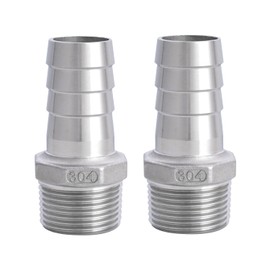 Happyreise Stainless Steel Hose Barb Fitting,1/2" Hose Barb to 3/8" Male NPT, for Water Fuel Air (Pack of 2)