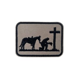 Zolawe Praying Cowboy Patch, 3 Inches Sew On Iron On Patches Cross Embroidery Patches for Clothes Backpacks Hats Jeans Bag, Prayer Religious Embroidery Patch, Cowboy Patch, DIY Patch for Christians