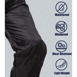 RainRider Waterproof Rain Pants for Men Women Full Zipper Legs Over Pants Rain Trousers for Work Fishing Golf(Black, L)