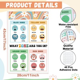 Groovy Feelings Chart for Kids Emotions Poster Feelings Bulletin Board Mental Health Posters Calm Down Corner Classroom Zones of Regulation Poster Chart Supplies Autism Sensory Product 17 x 11in