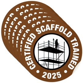 Certified Scaffold 2025 Trained Hard Hat Sticker, (6 Pack) 2x2 Inches, Contruction Hard Hat Decal, Made in USA by Sigo Signs