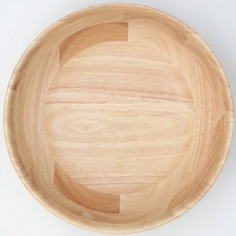 Nitori 8964236 Wooden Bowl, Round Bowl, Rubber, 9.4 inches (24
