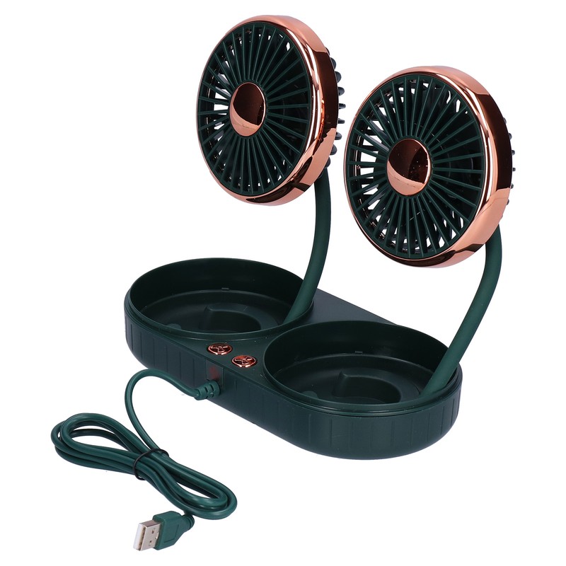 Car Fan 360° Rotatable 3 Speed DualHead USB Powered Mini