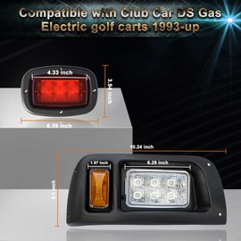 Orle Oko Golf Cart Deluxe Light Kit for Club Car DS 12V Street Legal Golf Cart Upgrade Headlight Taillight Kit for DS LED Light 1993 up with Turn Signals Hazard Light Switch Horn Brake Pad