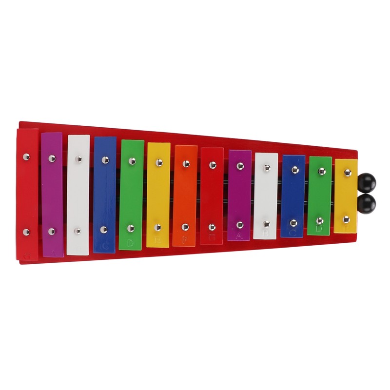 Colorful Xylophone Aluminum Birch 13 Tones Professional Glockenspiel for Creating