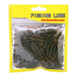 Fishing Worm Rubber, Fishing Lure, 50 Pieces Artificial Bait, Soft Plastic, T-Tail Pinworm Bait, Fishing Accessories (Black)