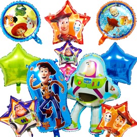 9PCS Toy Inspired Story Foil Balloons, Toy Theme Story Birthday Decorations Cartoon Foil Balloons, Party Supplies for Boys Girls Happy Birthday Party Decorations