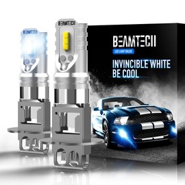 BEAMTECH H3 Led Fog Light Bulb,CSP Chips 800 Lumens 6500K Xenon White Extremely Bright of 2