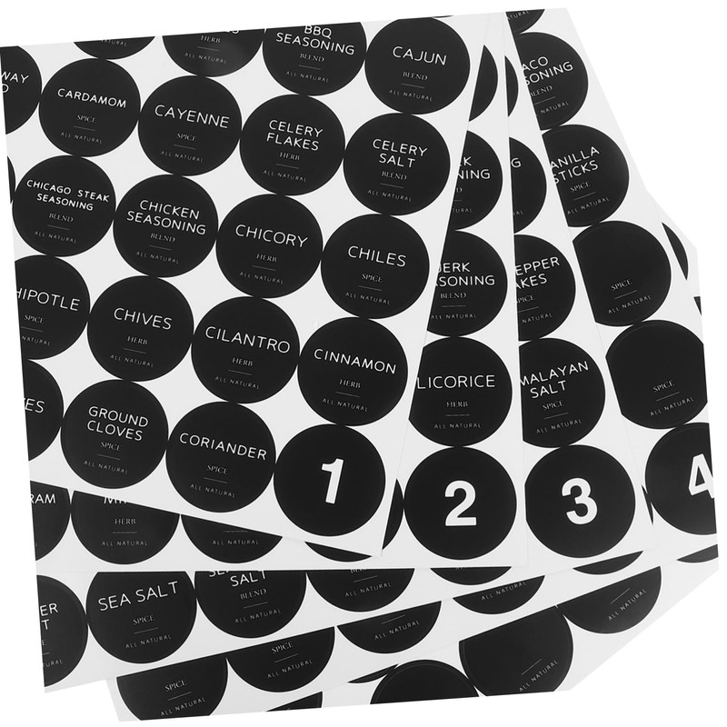 Operitacx 10sheets Spice Labels Stickers for Kitchen Canisters Easy Peel
