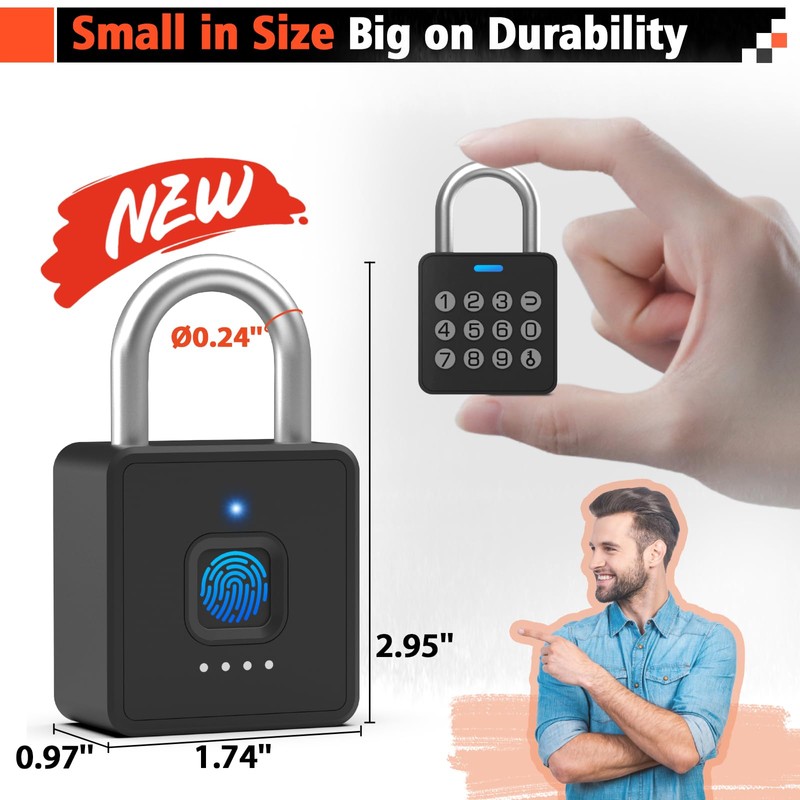Eseesmart Fingerprint Locker Lock with Code, Combination Padlock Smart Fingerprint