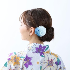 [Noelmarket] Yukata Hair Ornament, Hair Accessories, Flowers, Kimono, Coming-of-Age Ceremony, Shichi-Go-San Front Shoot Kimono, Hair Clip, Blue, Light Blue (Sky Blue, 1 Piece)