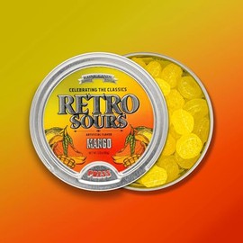 Retro Sours - Hard Tangy Candy - Pack of 3 Tins (Mango)