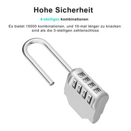 ZHEGE Number Padlock with Long Shackle, 4-Digit Combination Lock, Long, Weatherproof, for Cellars, Doors, Garden Fences, Large High Shackle, 2 Pieces, Silver