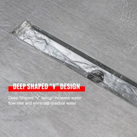 SaniteModar Linear Shower Drain, Linear Drain 24 inch Invisible 2 in 1 Tile Insert and Flat Cover, Brushed 304 Stainless Steel Shower Drain with Hair Strainer Adjustable Leveling Feet