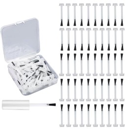 HOIUMLZ 50pcs Nail Polish Replacement Brush Kit with Handle Disposable Nail Art Brushes Soft Bristles Nail Brushes Dip Powder Liquid Replacement Brushes Flat Head Brushes with Box