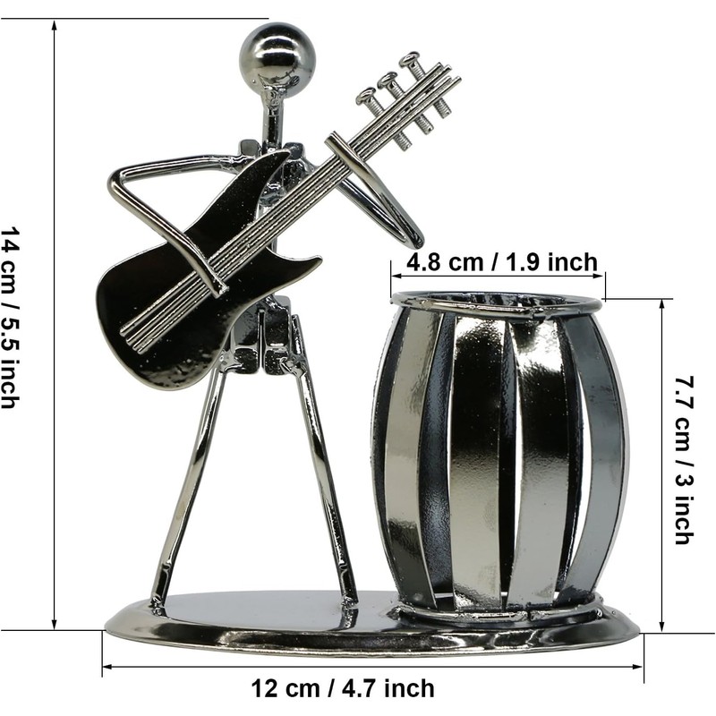 Cisixin Desktop Accessories Multi-Purpose Metal Guitar Pencil Holder