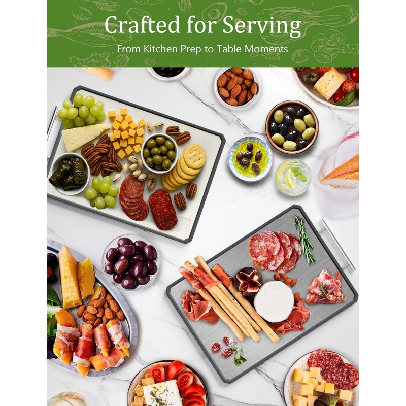 Titanium Cutting Boards for Kitchen, 2 in 1 Non Toxic