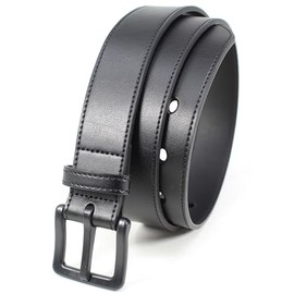 BC Belts Men's Metal Free Full Grain Leather Belt Dress and Casual - Hypoallergenic No Nickel and TSA Approved, Black - Stiched Edge, X-Large (40-42)