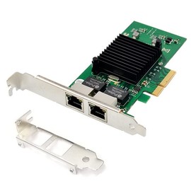 HINYSENO 2 Port RJ-45 10/100/1000Mbps PCI-Express x 4 Gigabit Ethernet Server Adapter Dual-Port Network Interface Controller Card for Intel 82576 Chipset, Compare to Intel 82576