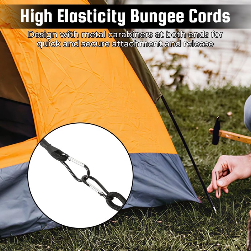 4 Pcs Bungee Cords with Carabiner Clips, Elastic 30cm Bungee