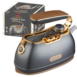 SALAV® Retro Edition Duopress Handheld Garment Steamer and Iron, Ceramic Plate, 1000 watts of Steam, Removes Wrinkles on Clothes, Vintage Style No Drip Steam, Titanium