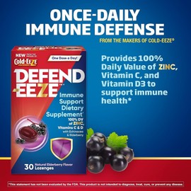 COLD-EEZE Defend-EEZE Immune Support Dietary Supplement Lozenges, 100% Daily Value of...