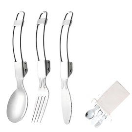 COYUN 3 Stück Klappgabeln und Löffelset,Campingbesteck,Messer Gabel Löffel Set Outdoor,Campingbesteck Klappbar,Camping Besteckset,Campingbesteck für Outdoor, Picknick, Reisen, Spülmaschinenfest
