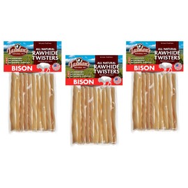 (3 Pack) Tasman's Natural Pet Collagen-Based All-Natural Buffalo (Bison) Twisters, Small, 10 Twists Each.
