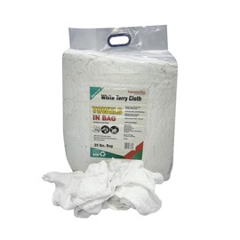 SupremePlus Recycled White Terry Cloth Rags – Shop Reusable Multipurpose Cleaning Towels in a Bag, Absorbent & Washable Bulk Rag for Mechanic, House, Gym, Bar, Restaurant & Commerical (25 lbs. Bag)