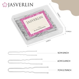 JASVERLIN U-Shaped Hair Pin U Bobby Hair Clips Silver Bun Hair Clip Hair Clips Bunheads Hair Pins for Women Girls Updo White Hair Accessories Large Long Mini 3 Sizes Assortment 150 Pieces