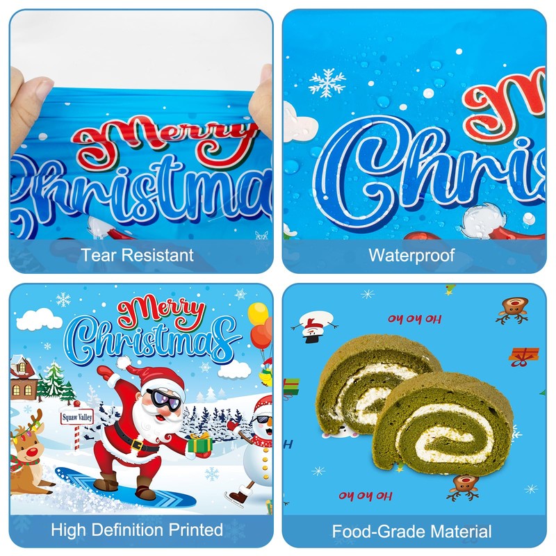 PERFQU 3 Pcs Merry Christmas Tablecloth - Xmas Cool Santa