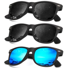 KALIYADI Polarized Sunglasses for Men and Women Matte Finish Sun glasses Color Mirror Lens UV Blocking (3 Pack)