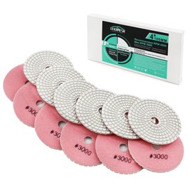 Diamond Wet Polishing Pads Set LEKOMESH - 6 Pieces 100 mm Diamond Polishing Pads for Granite, Marble, Artificial Stone, Quartz, #50-#3000 Polishing Sponge for Grinders or Polishers