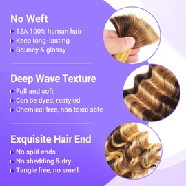 Human Braiding Hair for Boho Braids 110g 22 Inch Deep Wave Boho Bulk Human Hair for Braiding Knotless 12A Wet and Wavy Bohemian 3 No Weft Bundles/Pack Curly Braids Highlight Balayage