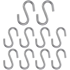 Bxian 10PCS 2.2 Inch Silver 304 Stainless Steel S Shaped Hook Metal Hook Chain Hardware Coat Hook for Hanging Hammocks Flower Pot Swings