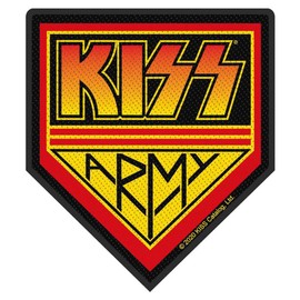 Kiss Kiss Army Unisex Patch Black/Yellow/Red 100% Polyester Band Merch, Bands, red, 10x9