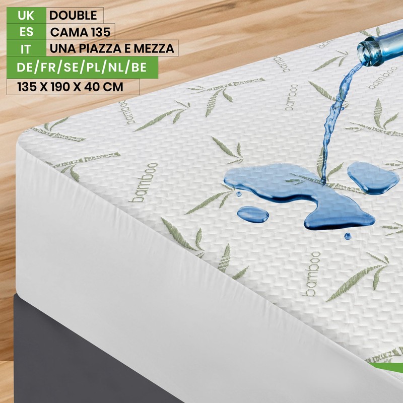 Utopia Bedding Waterproof Bamboo Mattress Protector 135 x 190 cm