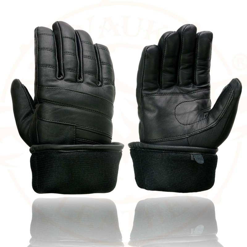 Milwaukee Leather SH230 Men's Black Leather Warm Lining Gauntlet Motorcycle