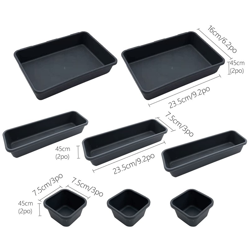 JinPhon Set of 8 Extra Deep Plastic Drawer Organiser for