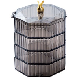 Jewelry Organizer with Handle, 4-Layer Acrylic Jewelry Box, Clear Jewelry Boxes for Women Girls, Make up Earring Organizer, Jewelry Storage Holder