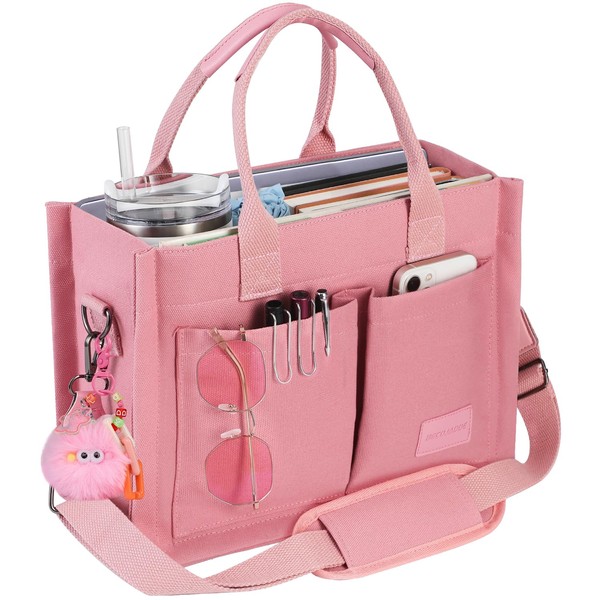 BECOJADDE Canvas Tote Bag Purse for Women with Zipper Closure,