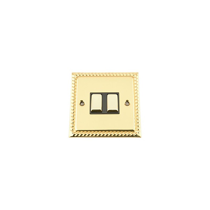 Light Switch Double 2 Gang - Polished Brass Georgian -